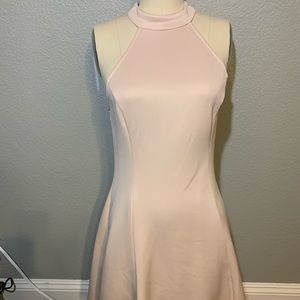 Nude halter skater dress